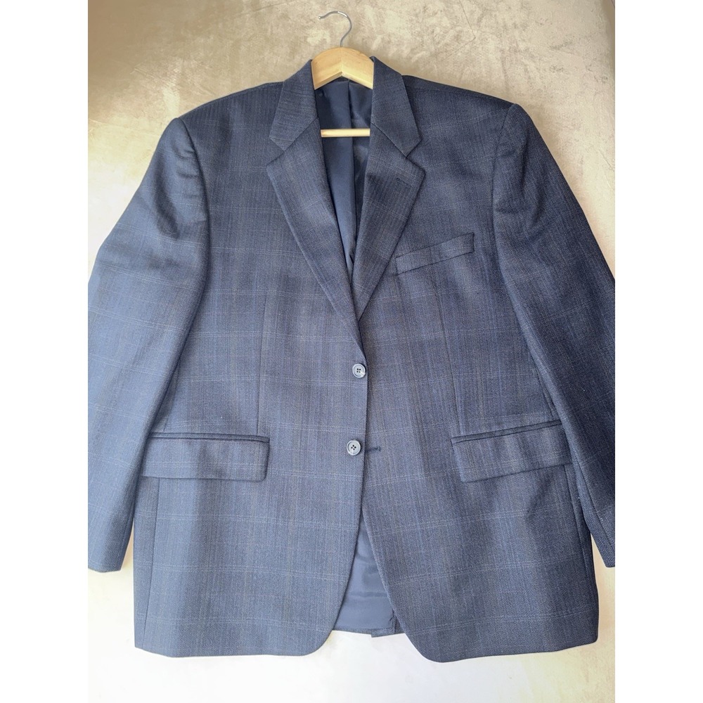 Lauren Ralph Lauren 100% Wool Herringbone Blue Blazer Size 42S - Picture 2 of 16
